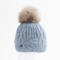 VALE-P - ANGORA BEANIE WITH UPCYCLED FUR POM