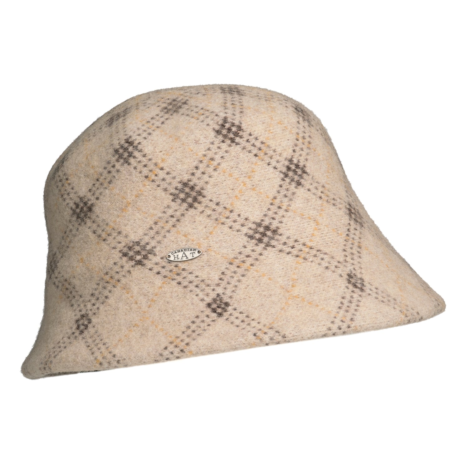 CAMIYAH - JACQUARD PLAID CLOCHE HAT