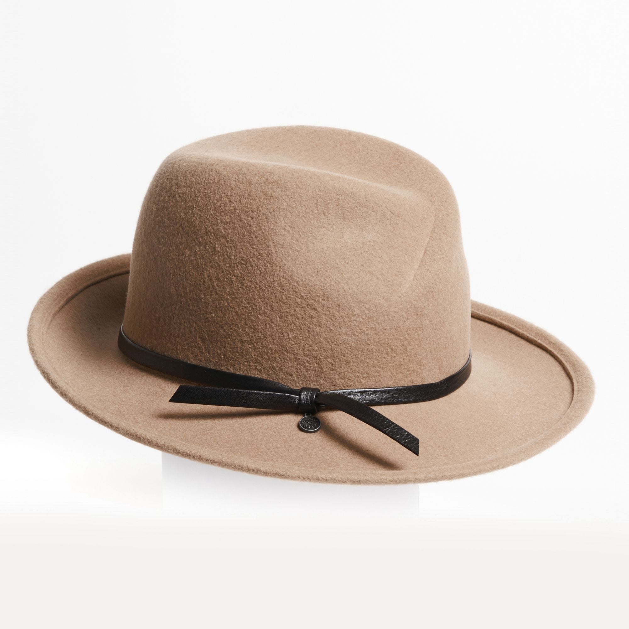 FELSIAN FELT FEDORA HAT WITH LEATHER TIE CAMEL 59