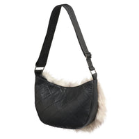 MOON F - LEATHER SATCHEL BAG W UPCYCLED FUR