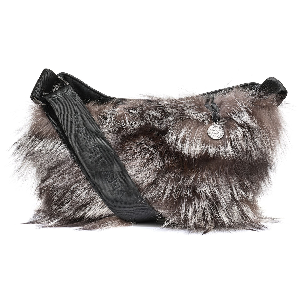 MOON F - LEATHER SATCHEL BAG W UPCYCLED FUR