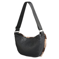 MOON F - LEATHER SATCHEL BAG W UPCYCLED FUR