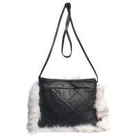 BONNIE F - FLAT CROSSBODY BAG W UPCYCLED FUR