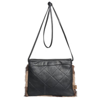 BONNIE F - FLAT CROSSBODY BAG W UPCYCLED FUR