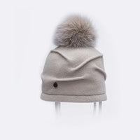 CLARETA - ORMOS PLEATED BEANIE WITH UPCYCLED FUR POM