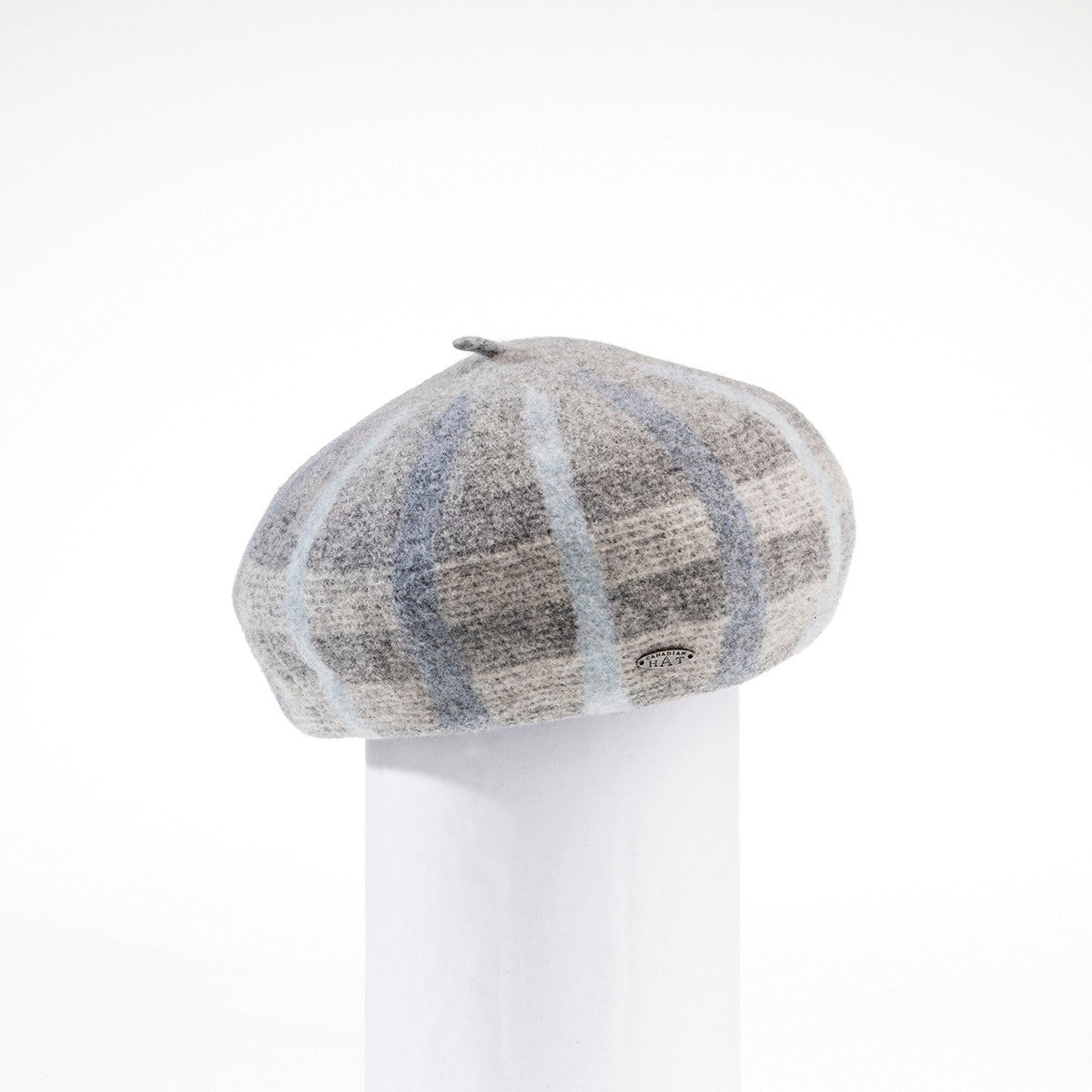 BRIANNA - PLAID BERET HAT GOLF  7900 GREY-BLUE ADJUSTABLE  