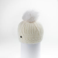 VALE-P - ANGORA BEANIE WITH UPCYCLED FUR POM