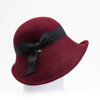 ROSE - LARGE WOOL CLOCHE WITH BOW