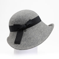 ROSE - LARGE WOOL CLOCHE WITH BOW