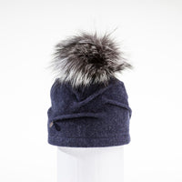 CLARETA - ORMOS PLEATED BEANIE WITH UPCYCLED FUR POM