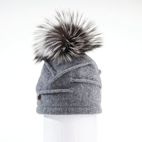 CLARETA - ORMOS PLEATED BEANIE WITH UPCYCLED FUR POM