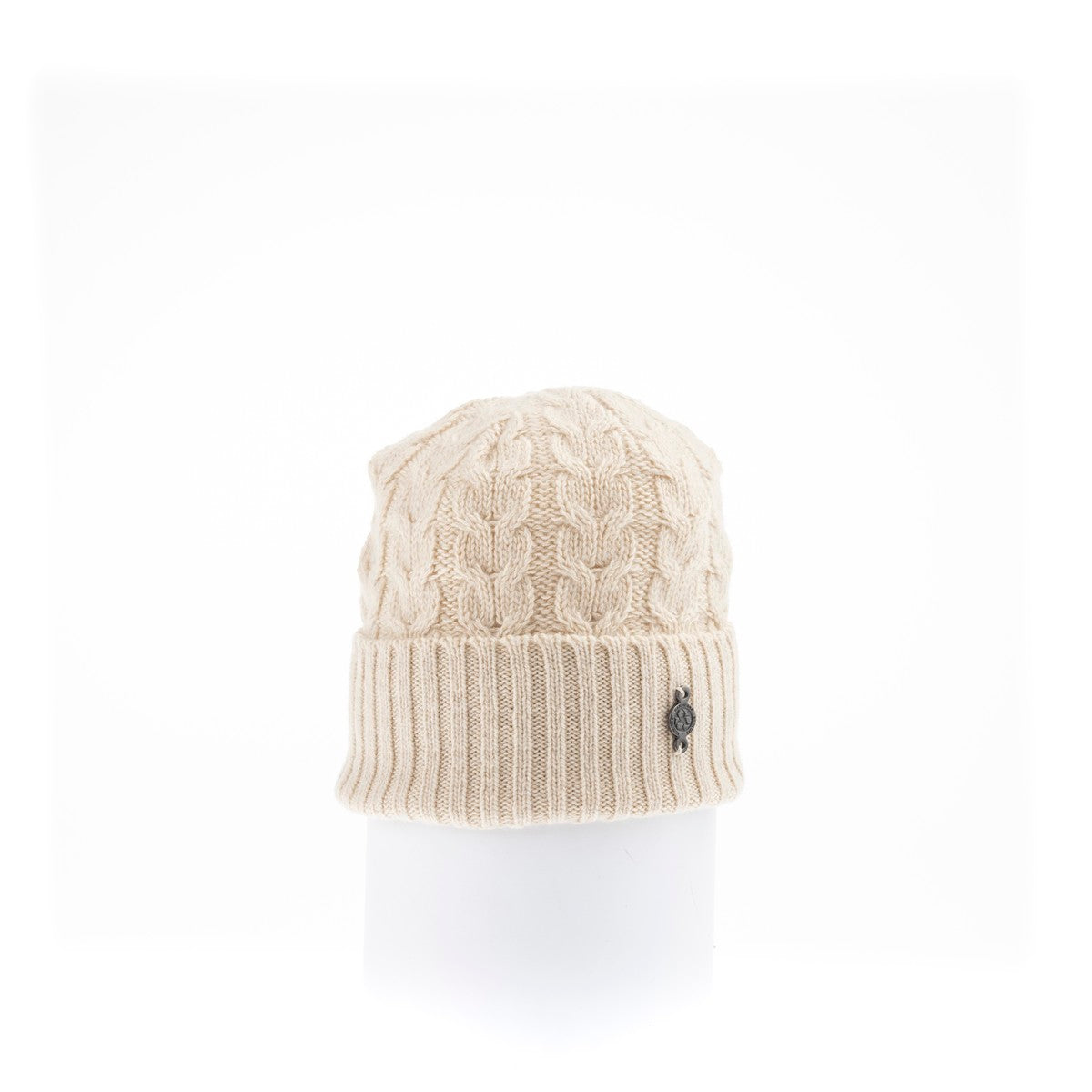 RECYCLED CASHMERE CABLE BEANIE GOLF  0900 BEIGE O/S  