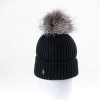 CLASSIC BEANIE WITH UPCYCLED FUR POM GOLF  2100 BLACK ONE SIZE  