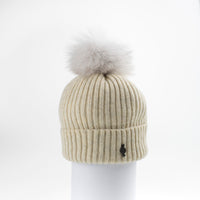 CLASSIC BEANIE WITH UPCYCLED FUR POM GOLF  4800 BEIGE ONE SIZE  