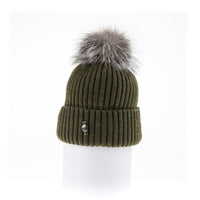 CLASSIC BEANIE WITH UPCYCLED FUR POM GOLF  9800 KHAKI ONE SIZE  
