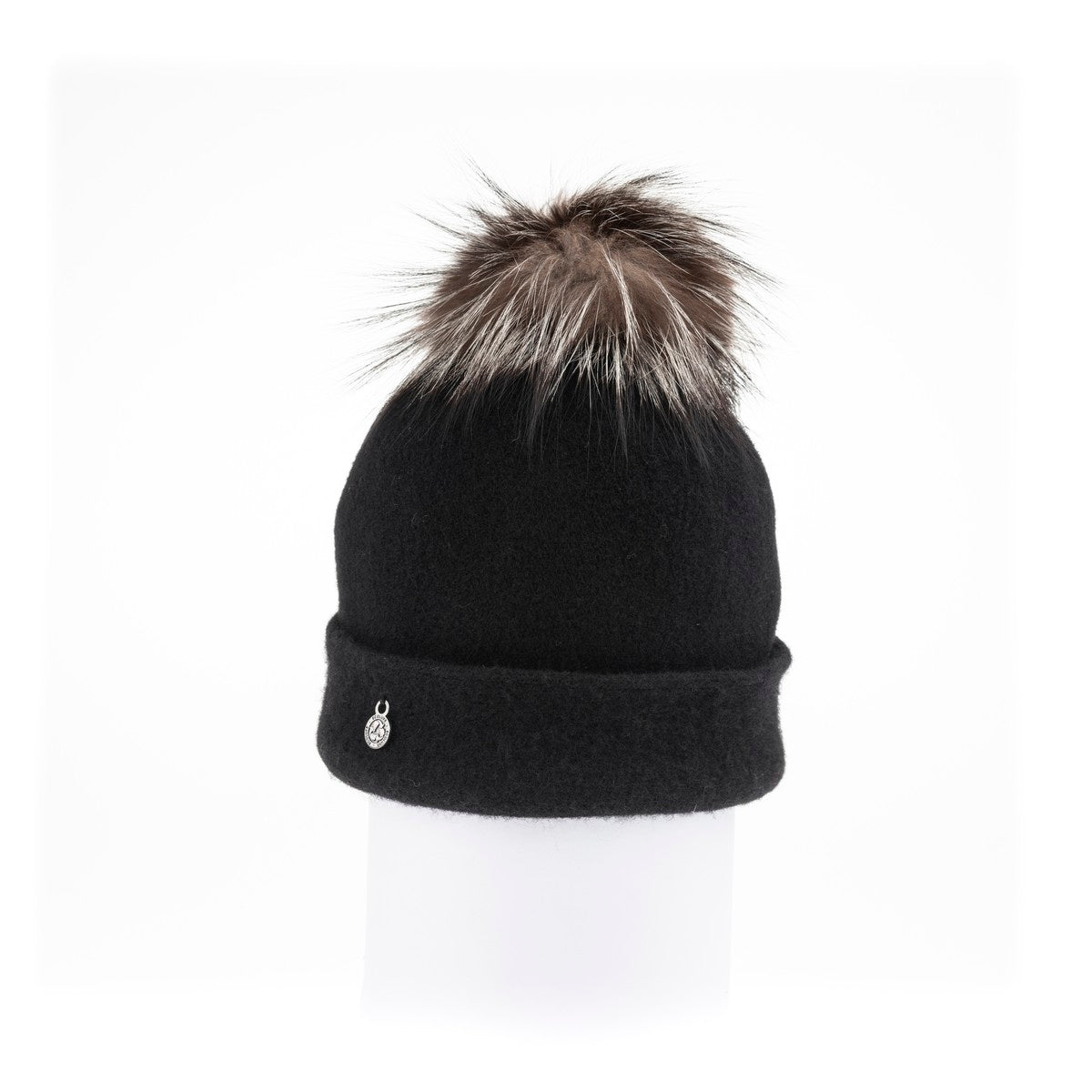 ODETTA - ORMOS BEANIE WITH UPCYCLED FUR POM GOLF  2100 BLACK O/S  