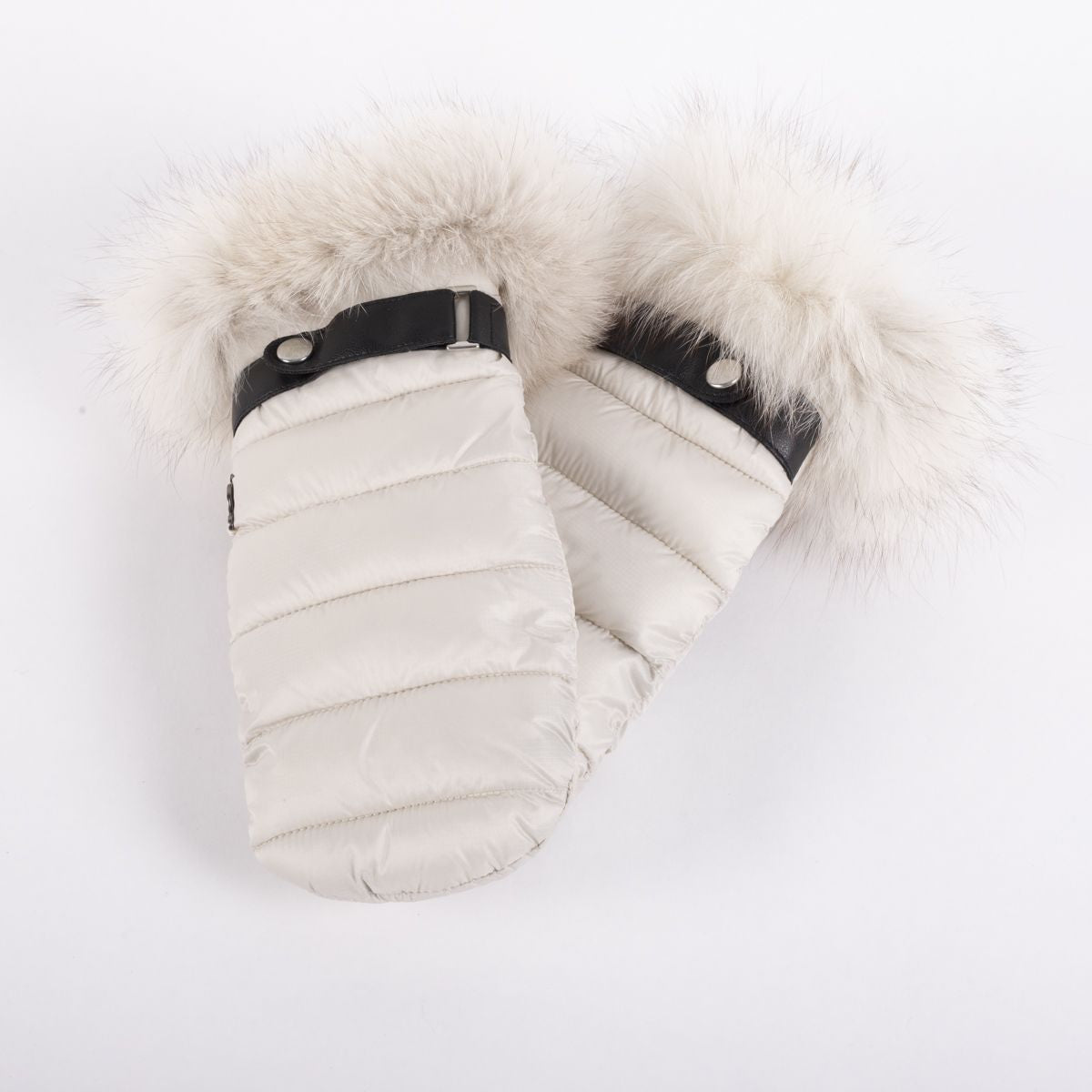 PUFFER MITTS WITH UPCYCLED FUR TRIM