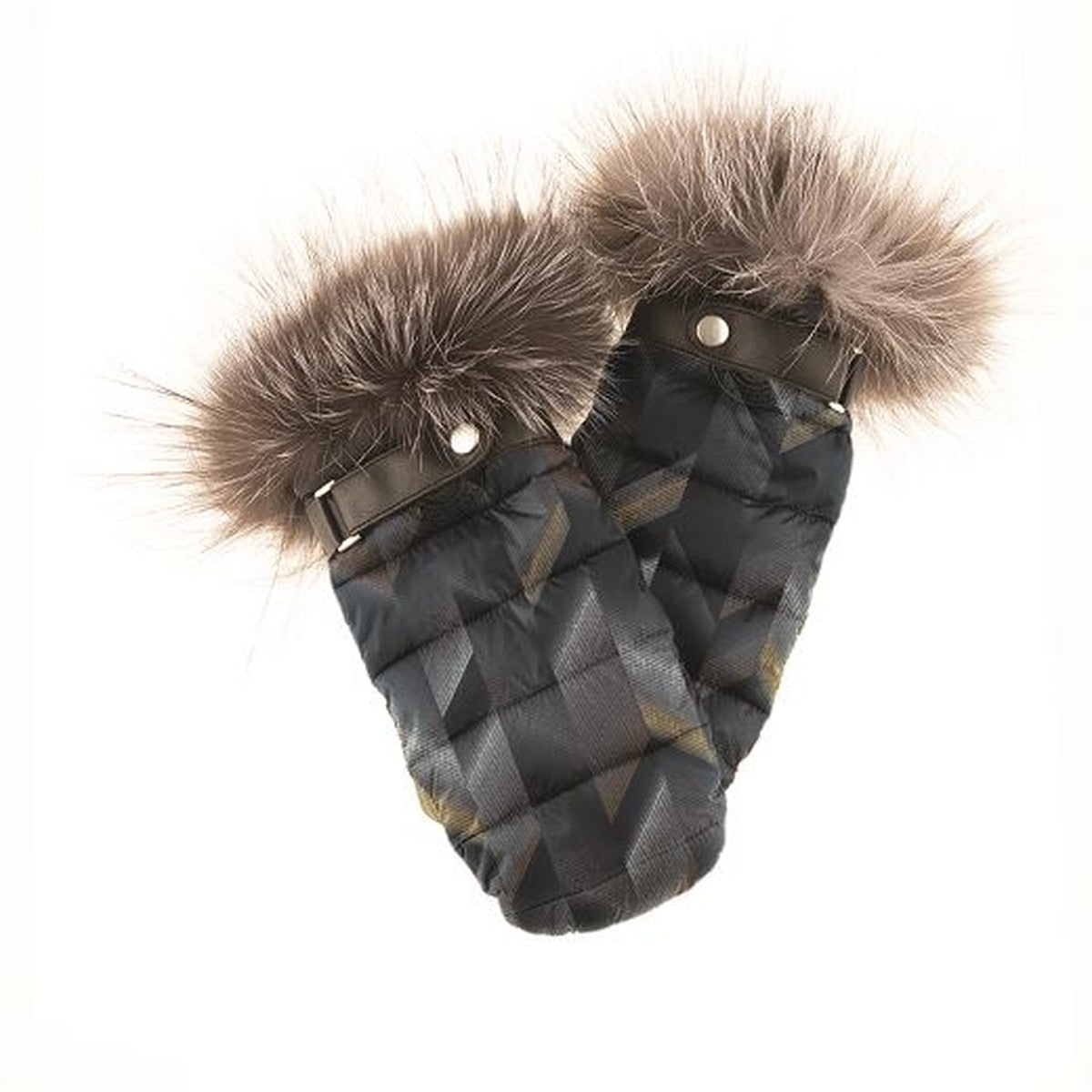 PUFFER MITTS WITH UPCYCLED FUR TRIM GOLF  7900 GREY MIX ONE SIZE  